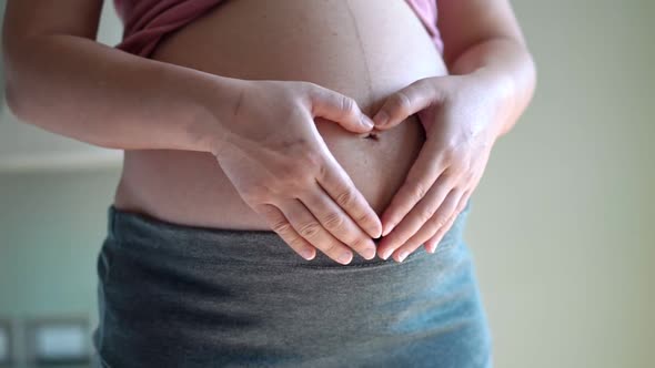 Happy Pregnant Woman and Expecting Baby at Home