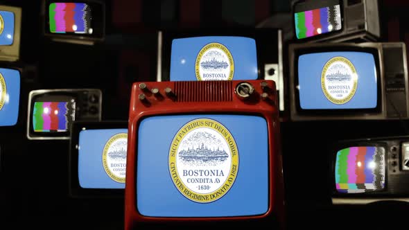 The Flag of the City of Boston, Massachusetts, and Retro TVs.