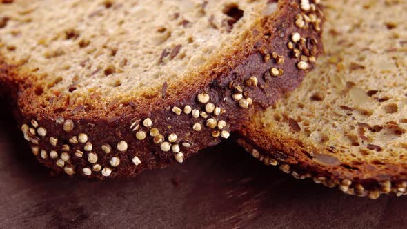 Rustic grain crisp bread without yeast. Macro. Selective focus. Cereal diet food