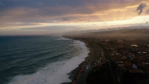 Italian coast at sunset 