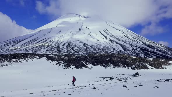 Hiking under volcano