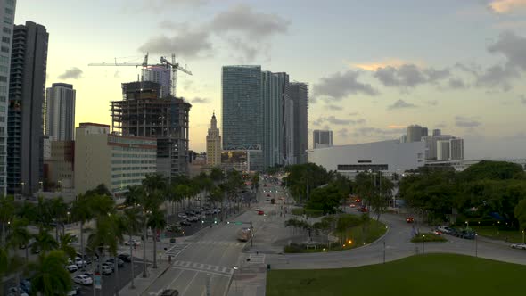 Aerial Downtown Miami Florida Biscayne Circa 2020