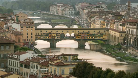 Time Lapse of Florence Ponte Vecchio Bridge, Italy