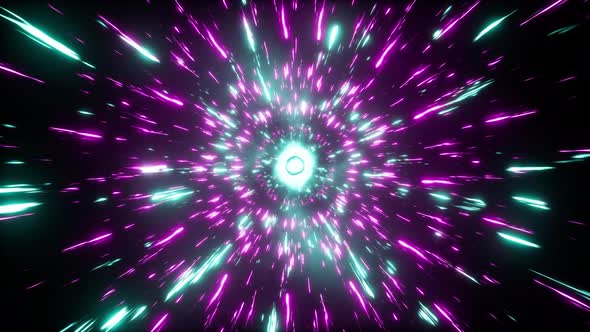 Glowing Light Streak Burst Neon Tunnel 4K