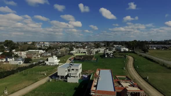 Neighborhood under construction, aerial view with drone of the houses and their avenues.