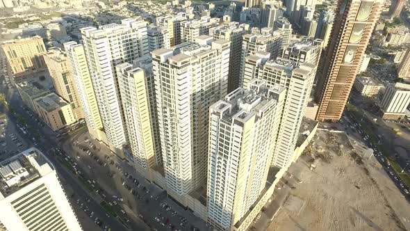 Cityscape of Ajman with Modern Buildings Aerial Top View