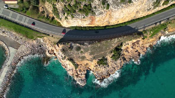 Traffic on the Beach Aerial View 4 K