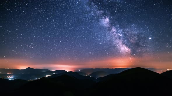 Dark Sky Starry Night with Milky Way Galaxy Stars Summer Astronomy