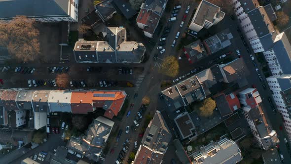 Aerial Birds Eye Overhead Top Down View of Streets in Bornheim Neighbourhood