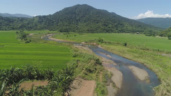 Mountain Valley with Farmlands in the Philippines