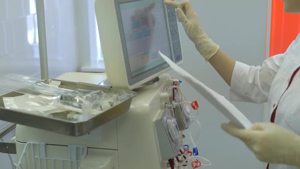 Hemodialysis Center. Connecting a Person