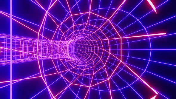 Vj Loop Of The Sci Fi Net Purple And Blue Tunnel Wormhole 4K