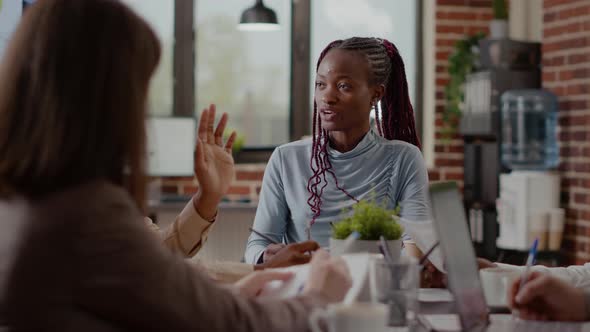 Close Up of African American Woman Working on Business Project