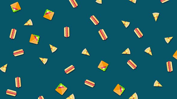 Fast food animation on a colored background