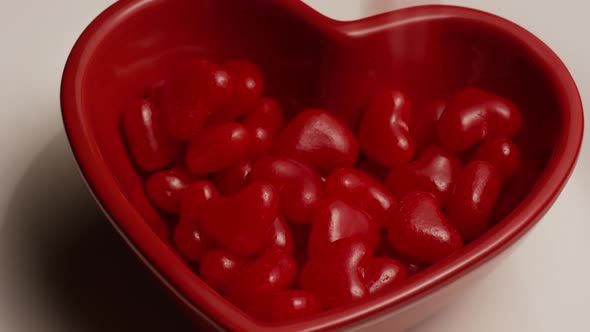 Rotating stock footage shot of Valentine's Day candy 