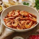 Roasted Prawns on Frying Pan Served on White Wooden Cutting Board - VideoHive Item for Sale