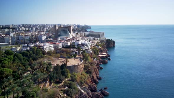 Aerial drone photograph of Antalya bay in Antalya city.