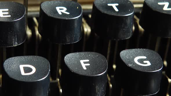 Vintage typewriter keys closeup.