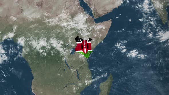 Globe Map of Kenya with a flag (Highlighted)