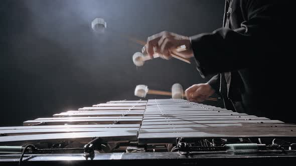 Man Musician Playing Metallophone