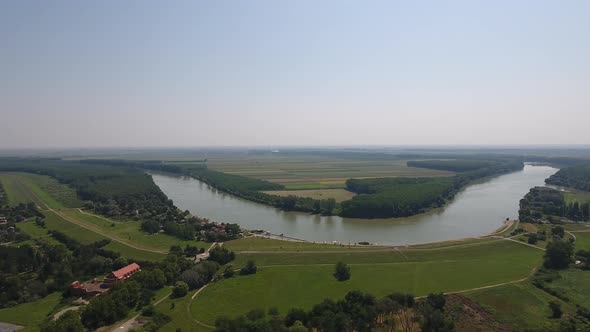 Aerial Of A Curved River