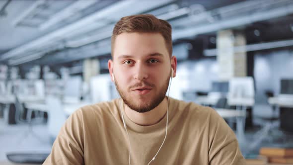 Man at Office on Video Call