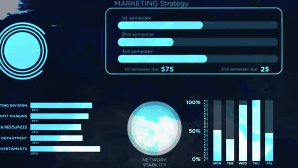 Data Financial HUD with Flying Numbers and Charts