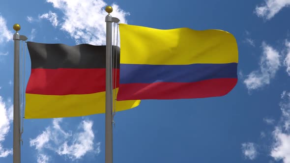 Germany Flag Vs Colombia On Flagpole