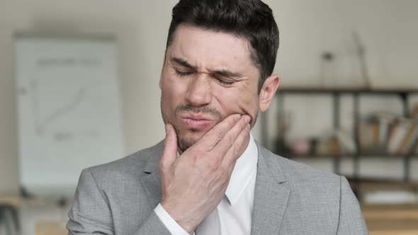 Toothache, Close up of Businessman with Tooth Pain