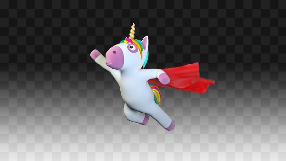 Superhero unicorn flying