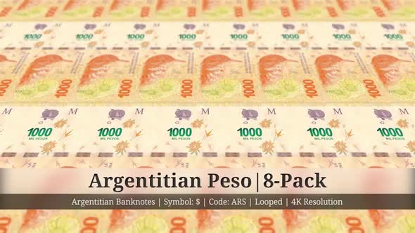 Argentitian Peso | Argentina Currency - 8 Pack | 4K Resolution | Looped