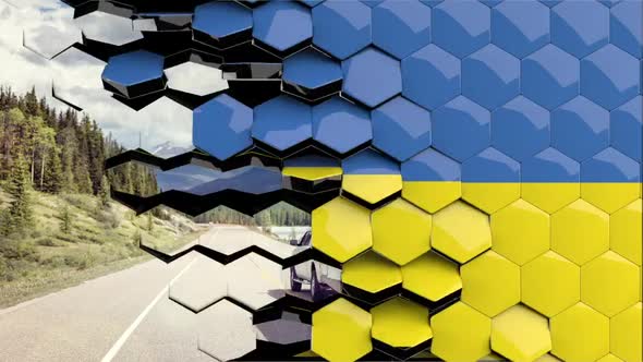 Ukraine Flag Hexagon Transition - 4K Resolution