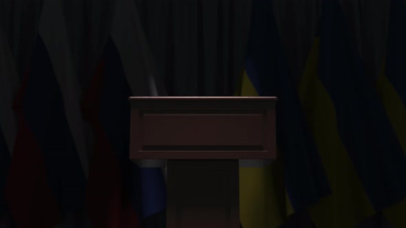 Flags of Ukraine and Russia at International Meeting alt