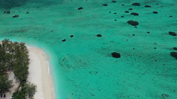 Mauritius. view from the height of the magnificent hotel and the beach with white sand.