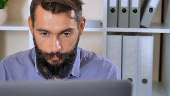 Mixed Race Businessman Use Laptop