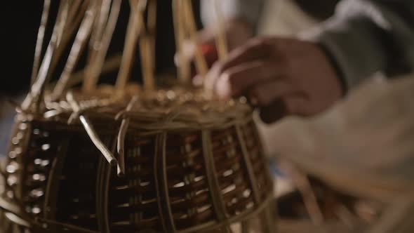 Weaving Basket From Willow Branches