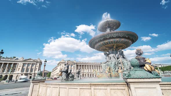 Paris France Timelapse / The Fontaine Des Fleuves on the Place De La Concorde