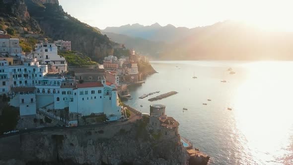 Atrani Aerial By Dawn, Amalfi Coast