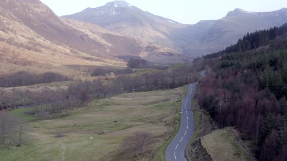 Typical Scottish Highlands Landscape Views with Mountains, Rivers and Forests