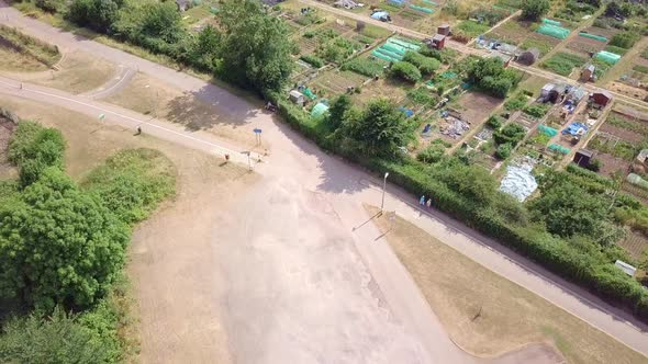 Aerial launch over Exeter farmland in Devon, England