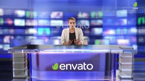 Newsroom Background Plate With A Glass Table A