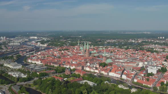 Aerial Panoramic View of Medieval City Centre