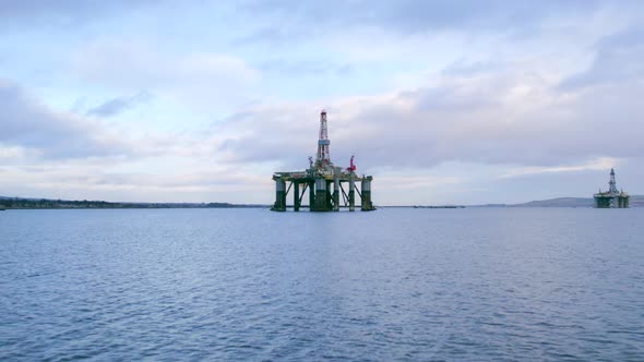 Oil Drilling Rig in Scotland Awaiting Deployment to the North Sea