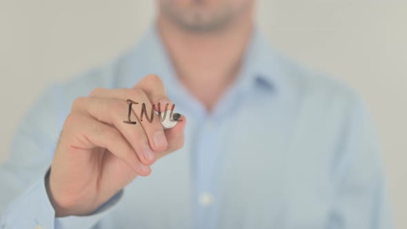 Investment Process, Man Writing on Transparent Glass Screen