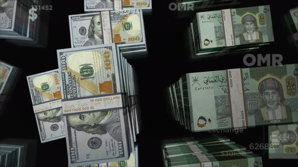 US Dollar and Oman Rial money exchange loop