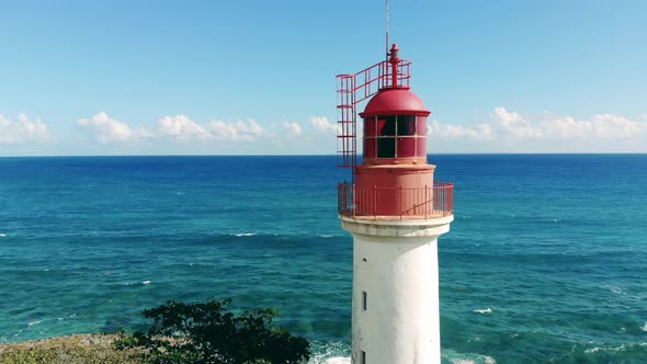 Big Lighthouse on a Coast Near Sea