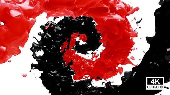 Spinning Twisted Red And Black Paint Splash 4K alt