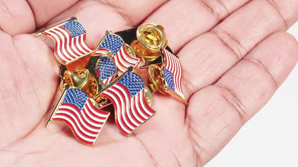 Macro Hand Palm American Flag Pins 