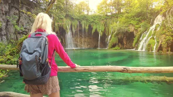 Woman Walking in Plitvice Lakes National Park