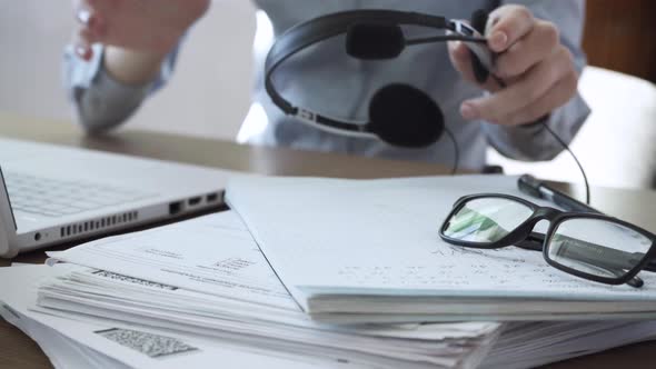 A Young Woman Starts Working in a Call Center